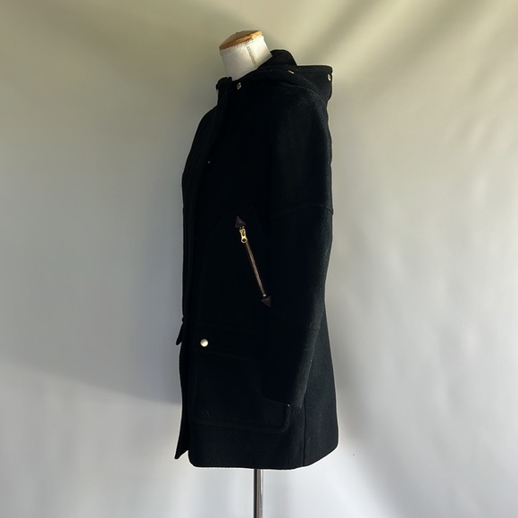 J. Crew Hooded Italian Wool Coat - sz 2 - Picture 4 of 6